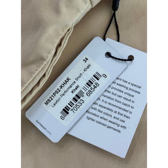 NWT Turtleson Men's Khaki Lawton Performance Chino Short Size 38 - Picture 5 of 6